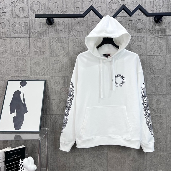 Chrome Hearts White Hoodie with Black Graphics